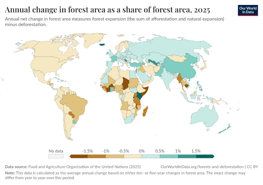 A thumbnail of the "Annual change in forest area as a share of forest area" chart