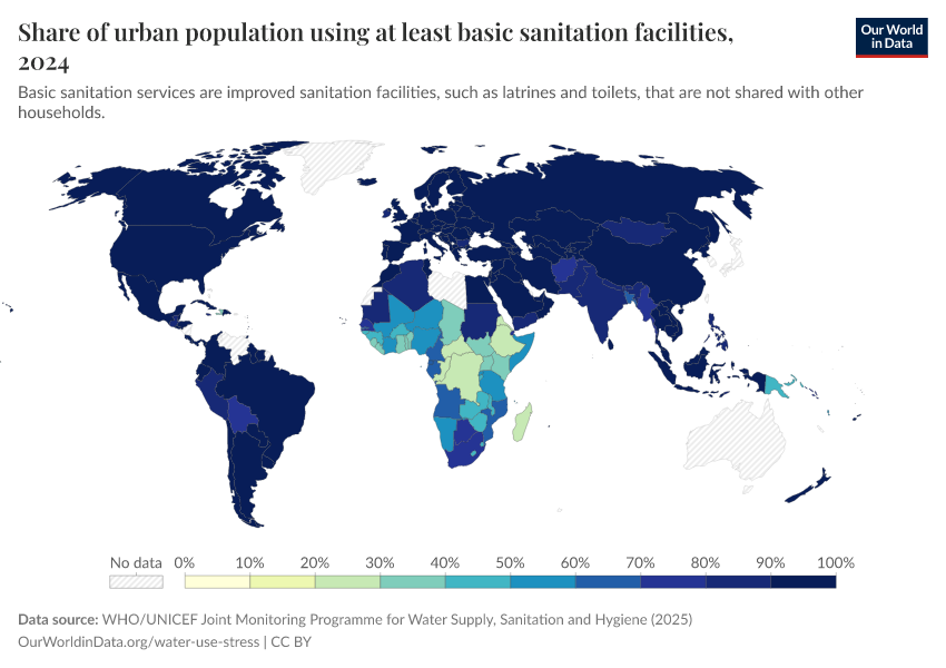 A thumbnail of the "Share of urban population using at least basic sanitation facilities" chart