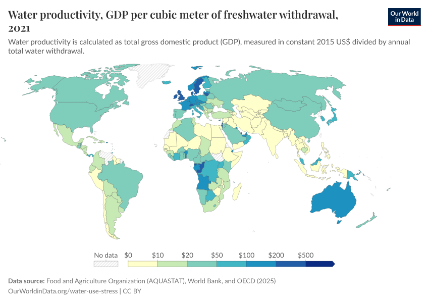 A thumbnail of the "Water productivity, GDP per cubic meter of freshwater withdrawal" chart