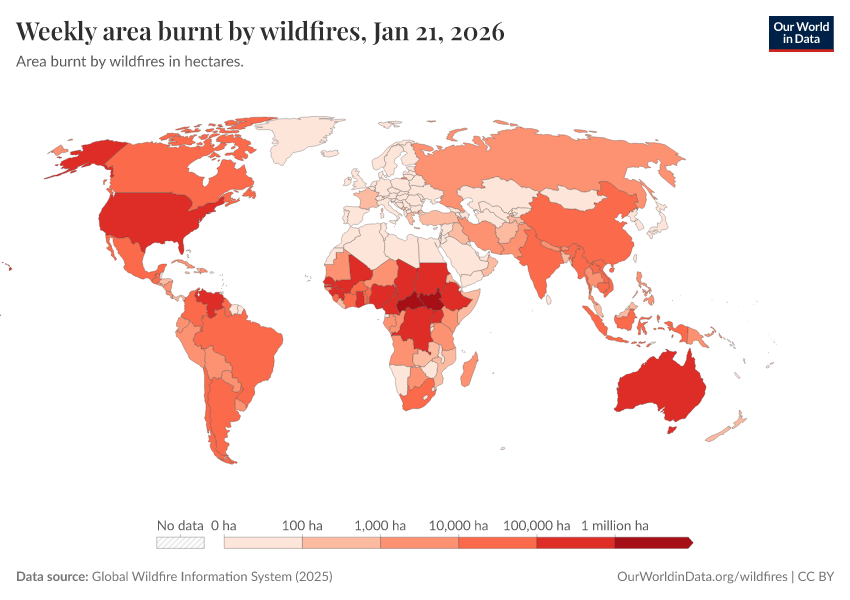 A thumbnail of the "Weekly area burnt by wildfires" chart