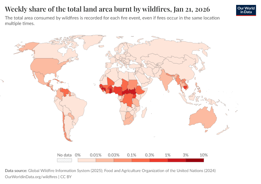 A thumbnail of the "Weekly share of the total land area burnt by wildfires" chart